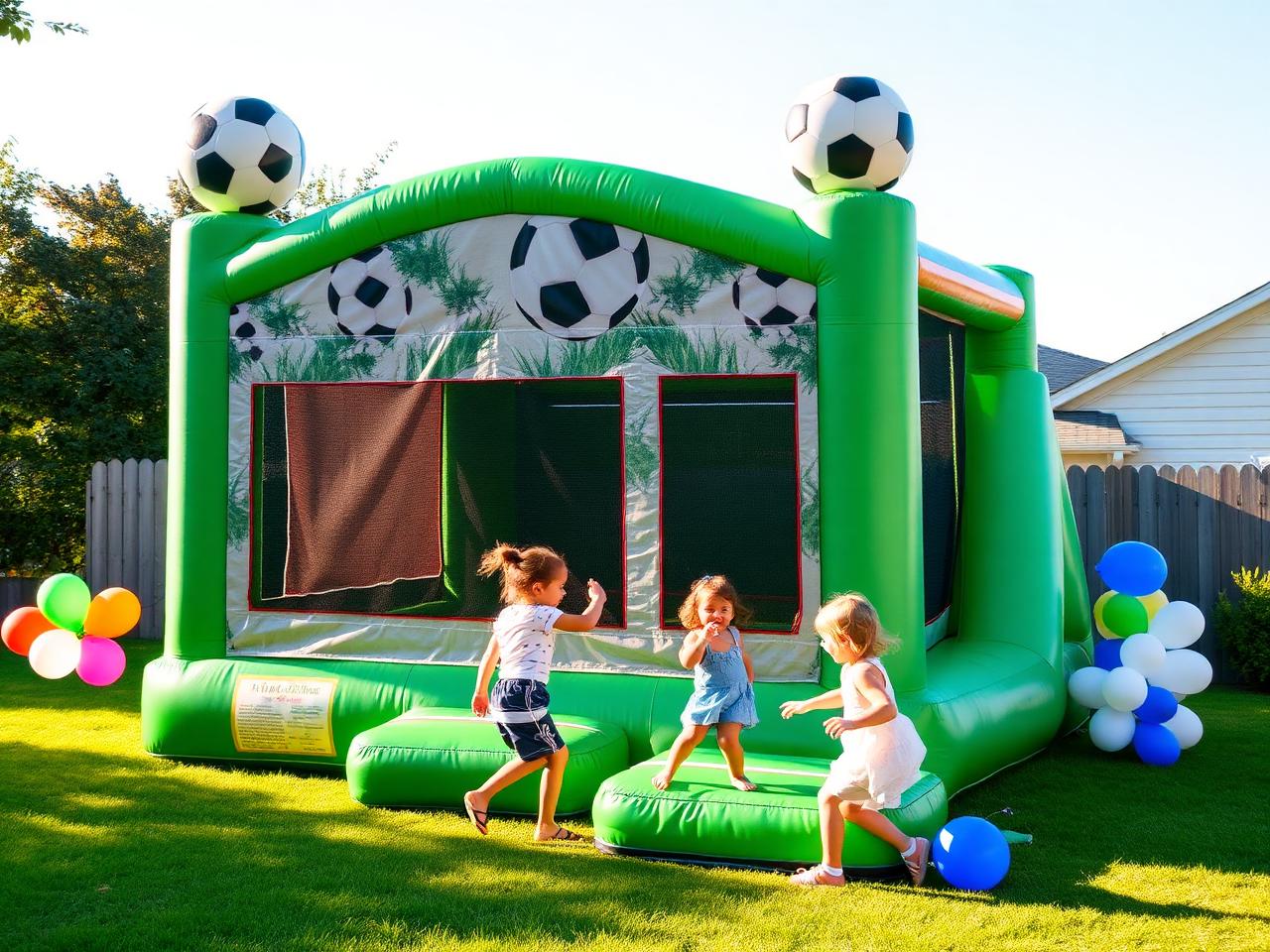 Soccer bounce house at a team party