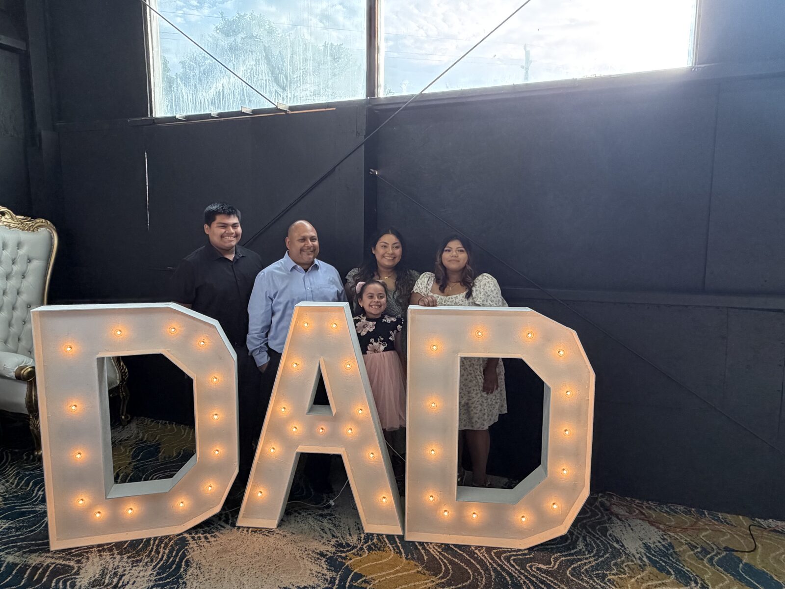 Marquee letters lit up for the celebration