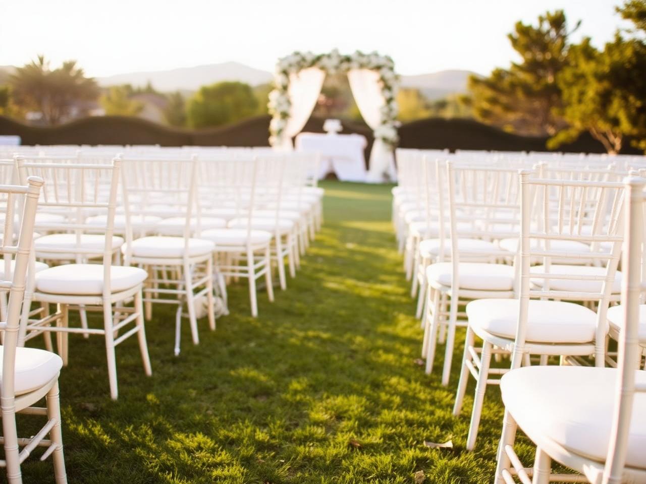 Ceremony rows at golden hour