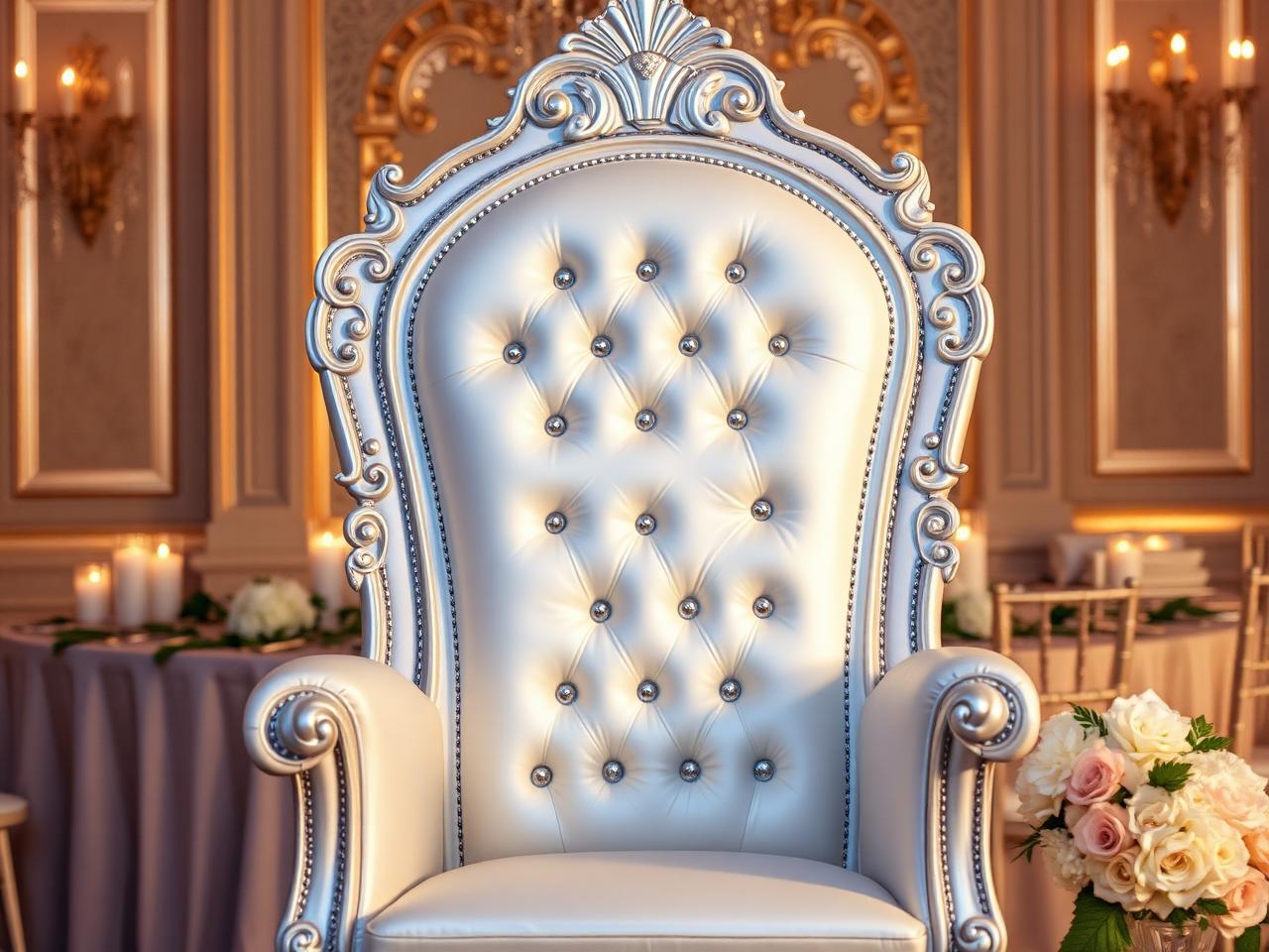 White throne chair styled for a shower