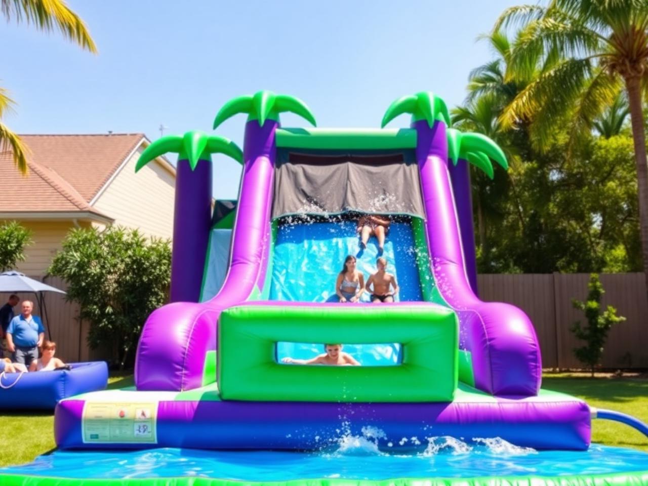 Purple palm tree waterslide